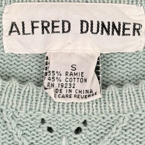 Alfred Dunner Sweater Womens Small Seaform Green Eyelet Embellished Short Sleeve - Picture 2 of 8